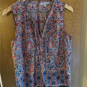 Daniel Rainn Women's Sleeveless Paisley Blouse - Blue and Orange